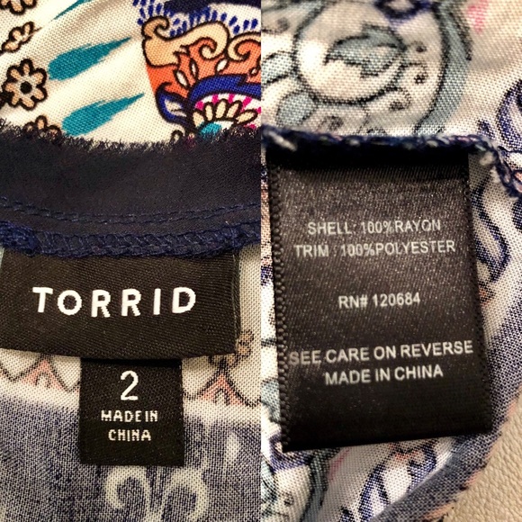 Torrid Printed Navy Blue Boho Style Dress Plus Size 2x - Picture 8 of 8